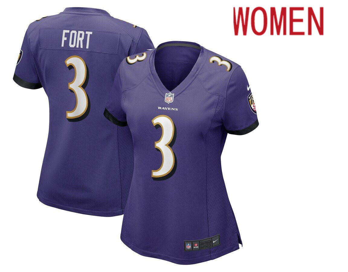 Women Baltimore Ravens #3 L.J. Fort Nike Purple Game Player NFL Jersey->women nfl jersey->Women Jersey